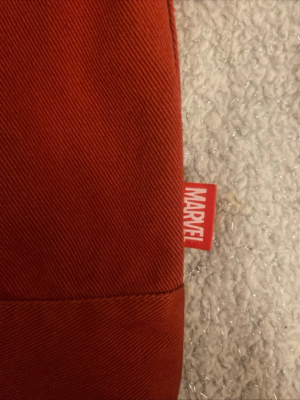 Disney Marvel RARE MISPRINT Up Side Down Patch In Back, Jean Jacket Mens SZ M